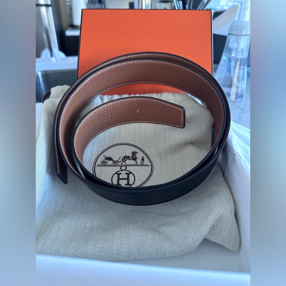 Hermès reversible leather belt strap 32 mm size 110